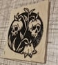 Lily of the Valley Skull Hand Printed Sticker - Image 9