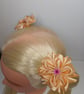 Peach Ribbon Flower Hair Ties – Handmade Satin Accessories Set of 2 - Image 7