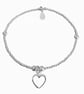 Sterling Silver Open Heart Charm Stretch Bracelet 925