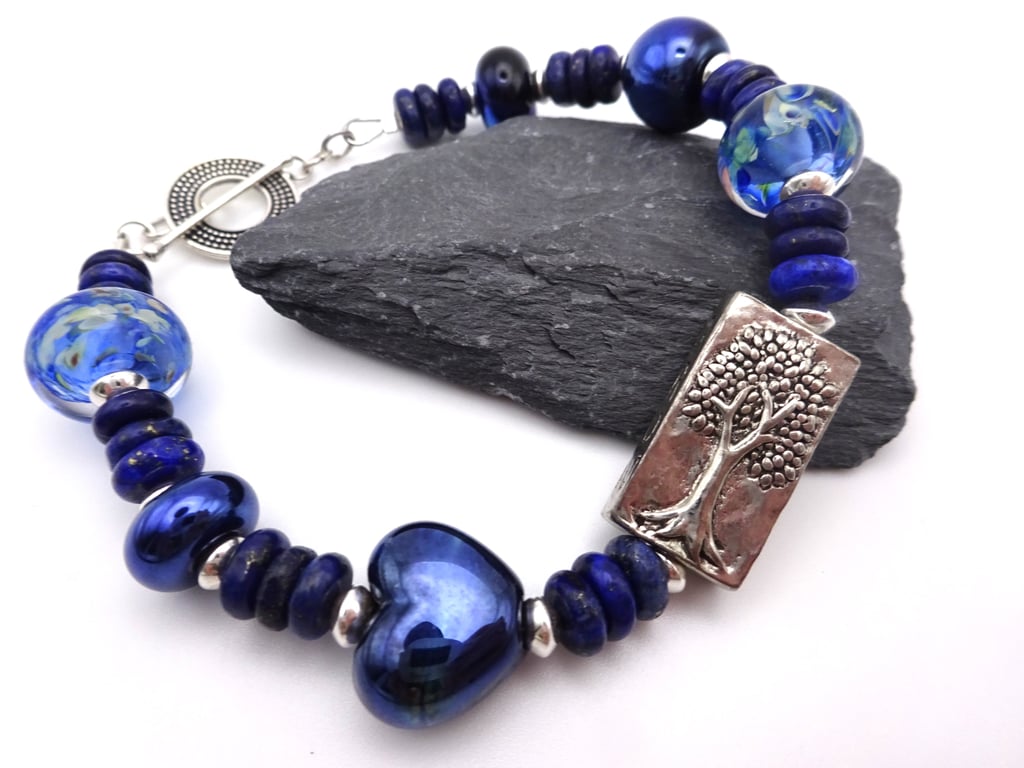 lampwork glass grow strong beaded bracelet