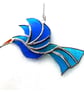 Hummingbird Blue Teal Suncatcher Stained Glass Handmade Bird - Image 5