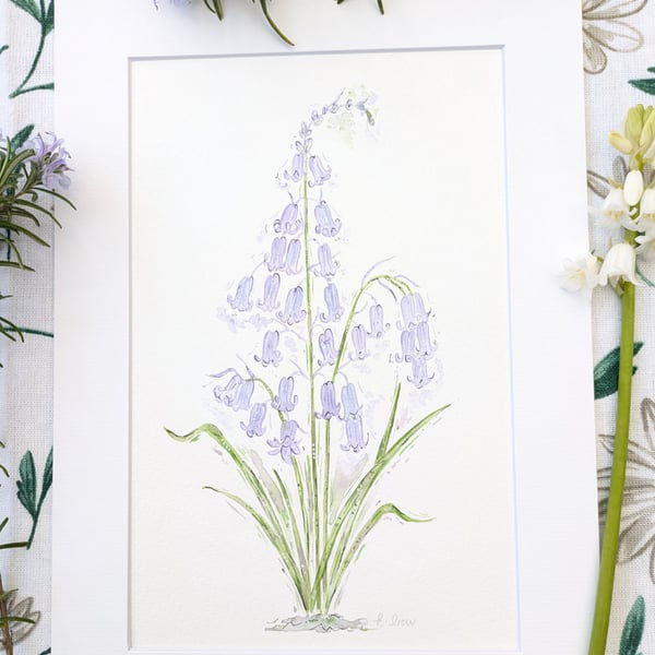 Bluebell hand-painted original watercolour painting 