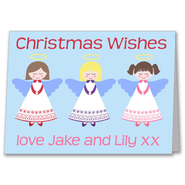 Personalised Angel Girls Christmas Card.