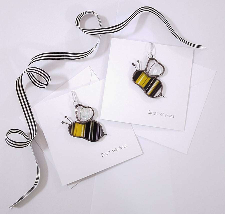 Buzzy Bee Stained Glass Charm Card