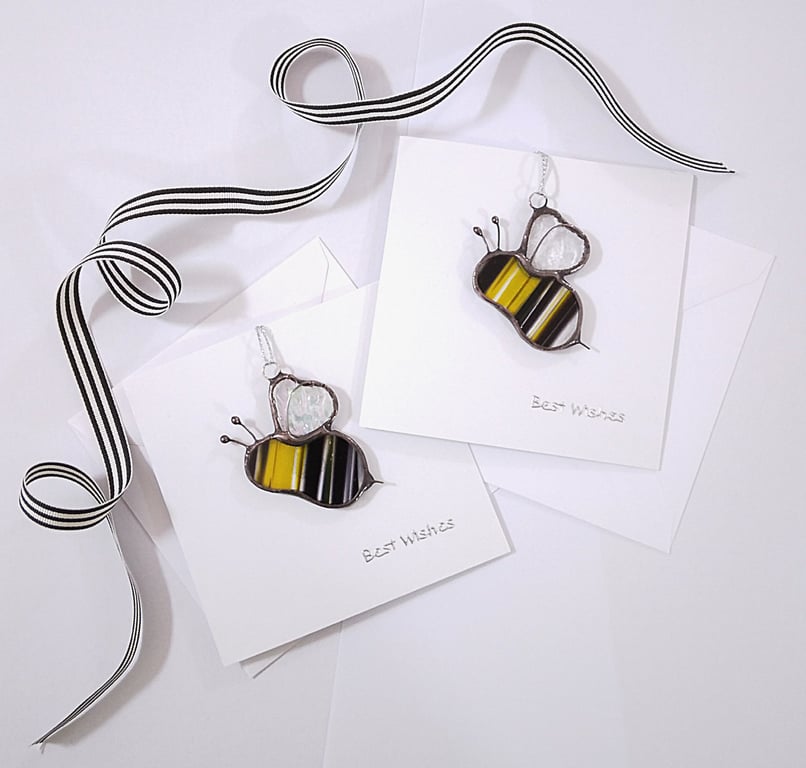 Buzzy Bee Stained Glass Charm Card