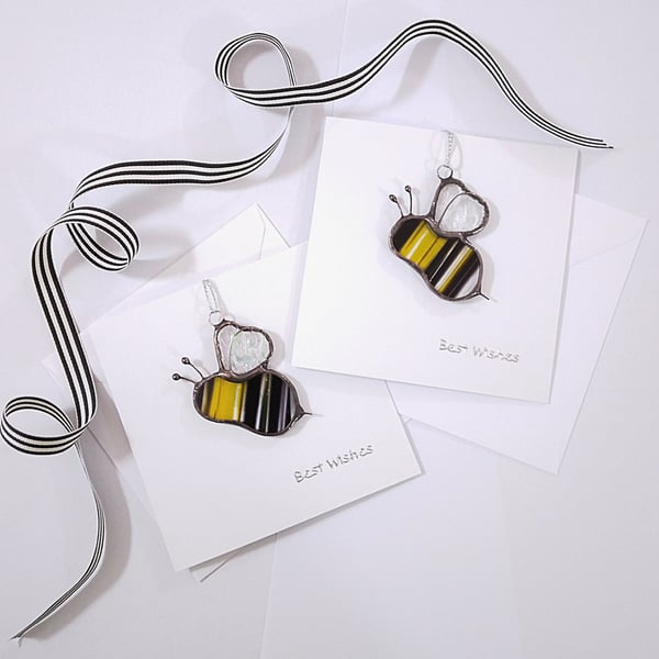 Buzzy Bee Stained Glass Charm Card