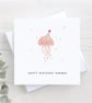 Jellyfish birthday card, personalised, cute girly jellyfish, ocean theme