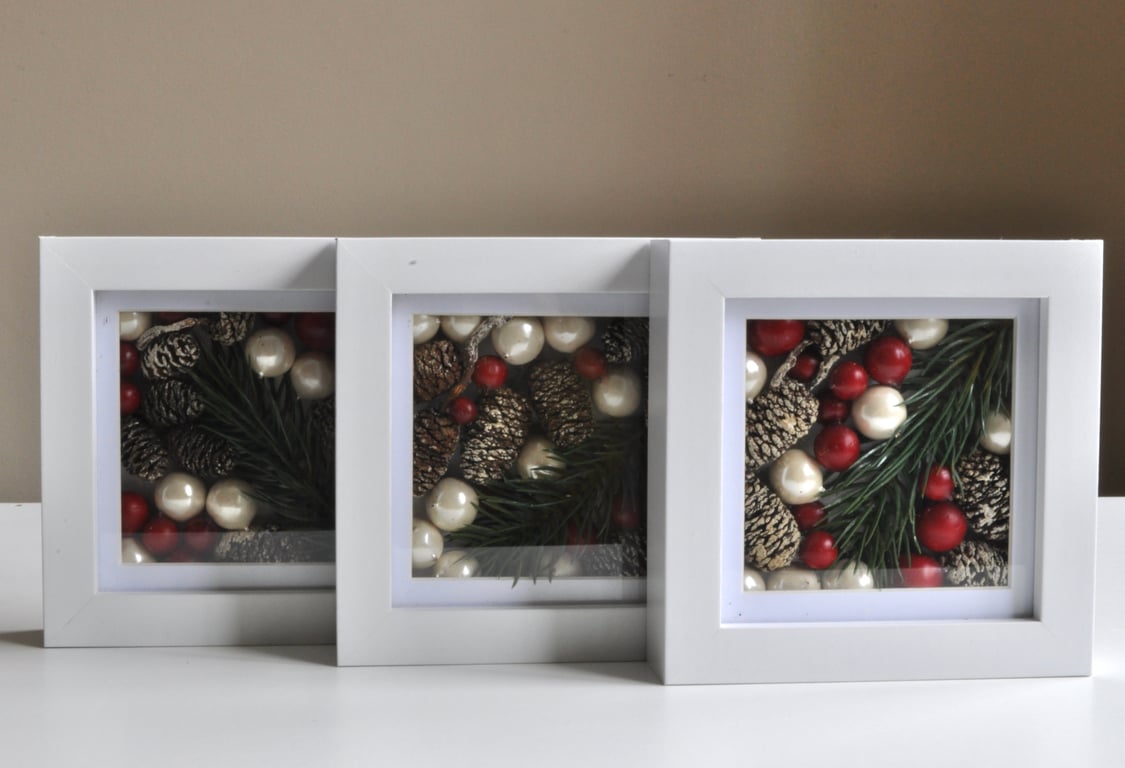 Set of 3 Christmas pine cone pictures