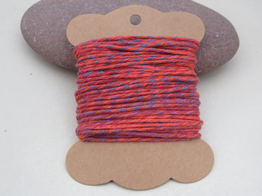 10m Soft Bright Orange, Purple, Blue Cotton String