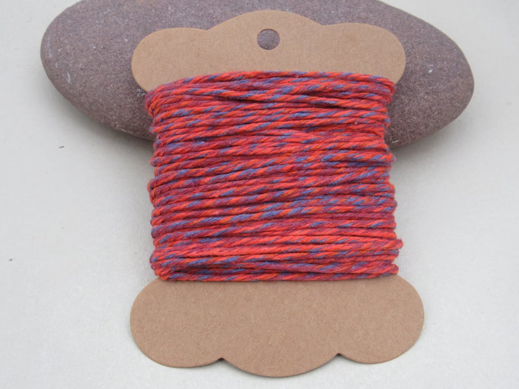10m Soft Bright Orange, Purple, Blue Cotton String
