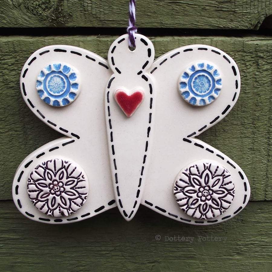 30% OFF Pottery Butterfly Ceramic decoration. Illustrated Butterfly pottery 