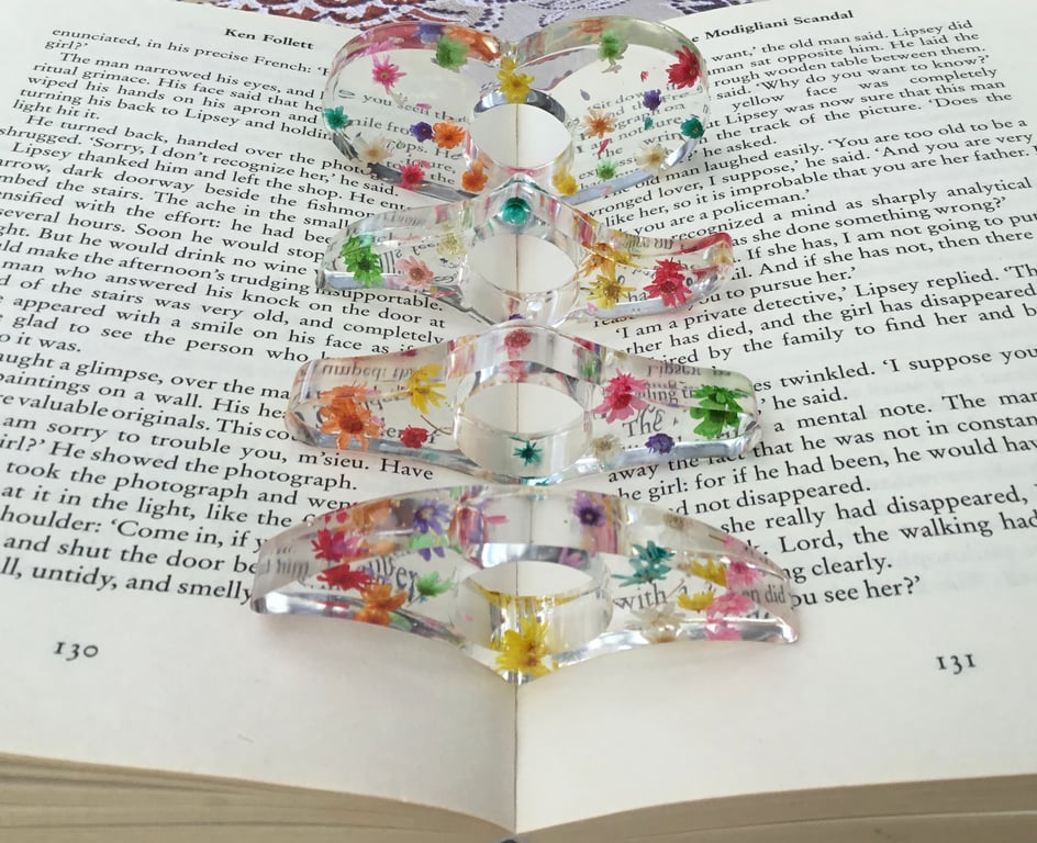 Dried flower resin book marker