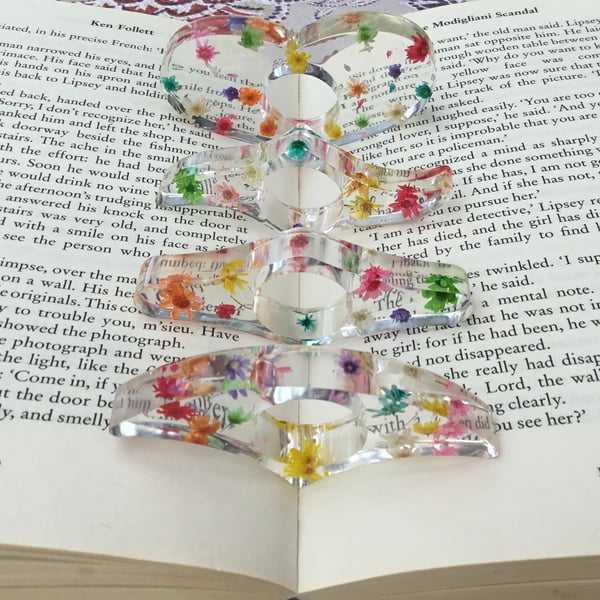 Dried flower resin book marker