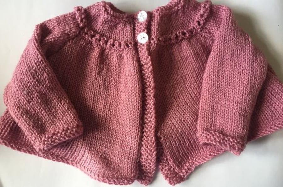 newborn hand knitted pink cardigan