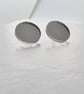 Large Silver Mirror Stud Earrings - Image 3