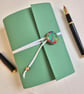 Bright Green Journal or Sketchbook with Chiyogami Paper Lining and silk button