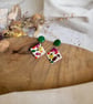 Autumn Terrazzo Diamond & Emerald Green Stud Earrings - Image 4