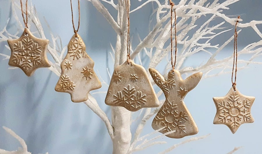 Christmas Tree Decorations Set of 5, Airdry Cla... Folksy