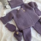 Hand Knitted Complete Baby Girl's "Coming Home" Matinee Set (newborn)