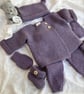 Hand Knitted Complete Baby Girl’s “Coming Home” Matinee Set (newborn)