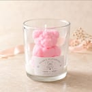 Handmade Pink Teddy Bear Candle in Glass Jar - Cute Gift