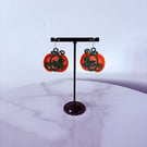 Leafy Lace Pumpkin Earrings on Sterling Silver hooks