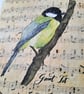 Great Tit Bird Greetings Card, Vintage Ephemera Note Card - Folksy