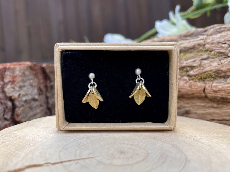 Handmade Gold Bluebell Earrings