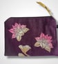 Purple Linen Lotus Flower Zip-Up Pouch - Image 4