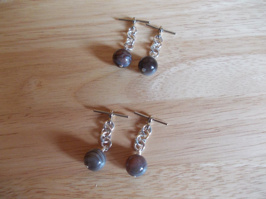 Two pairs of Botswana agate cufflinks