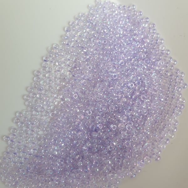 Pale lilac glass seed beads.