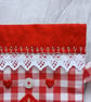 Scandi Style Gingham Stocking with Embroidered Wool Felt Christmas Tree and Lace - Image 3