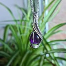 925 Silver & Natural Amethyst Necklace Pendant Gift Crystal Jewellery Jewelry