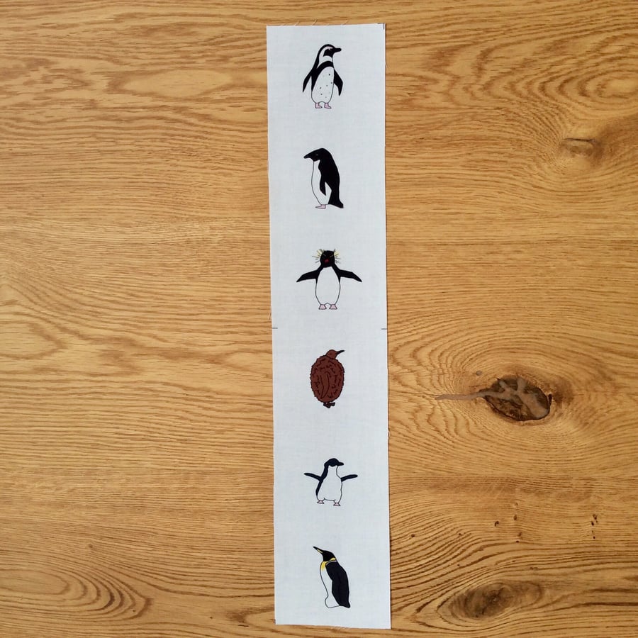 Penguin fabric strip - 6 original designs