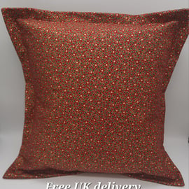 Cushion  - Christmas holly 18" red, green and gold. 
