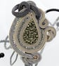Grey Soutache Brooch Hematite Druzy Large Statement Handmade Brooch