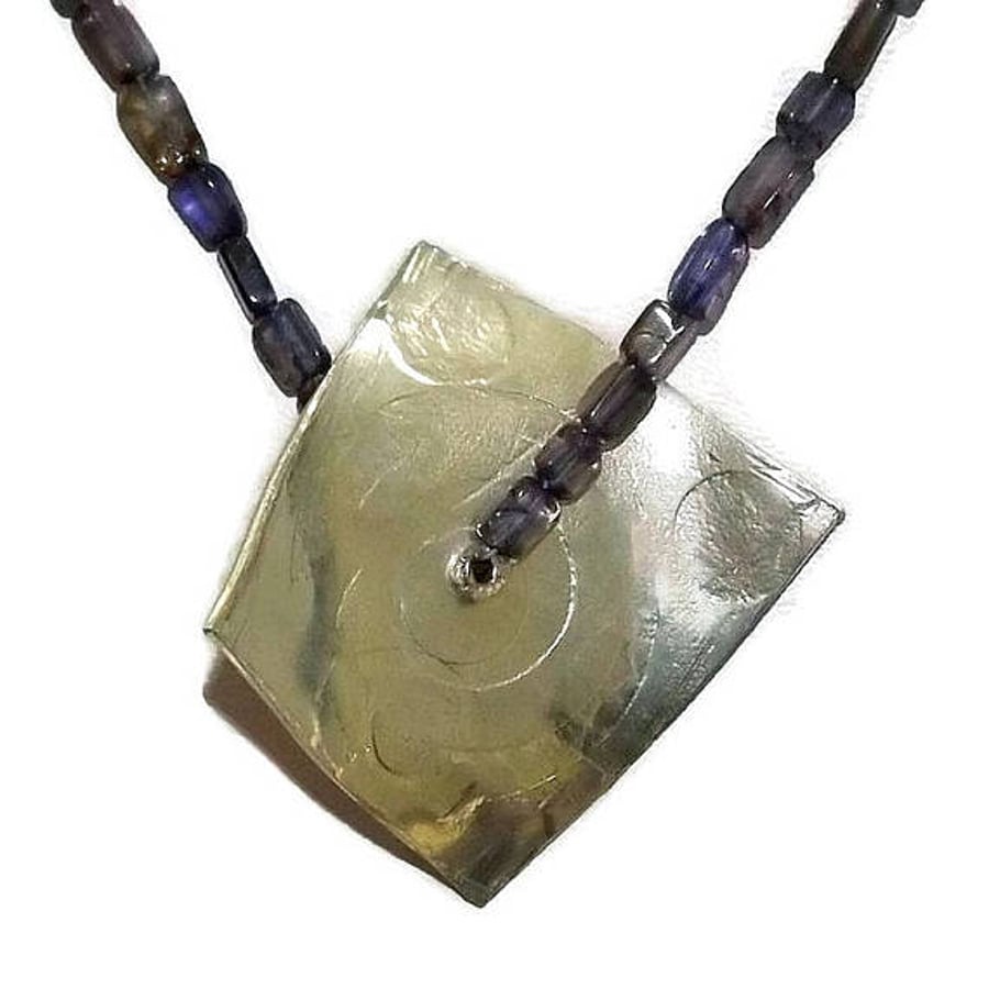 iolite necklace with pewter pendant