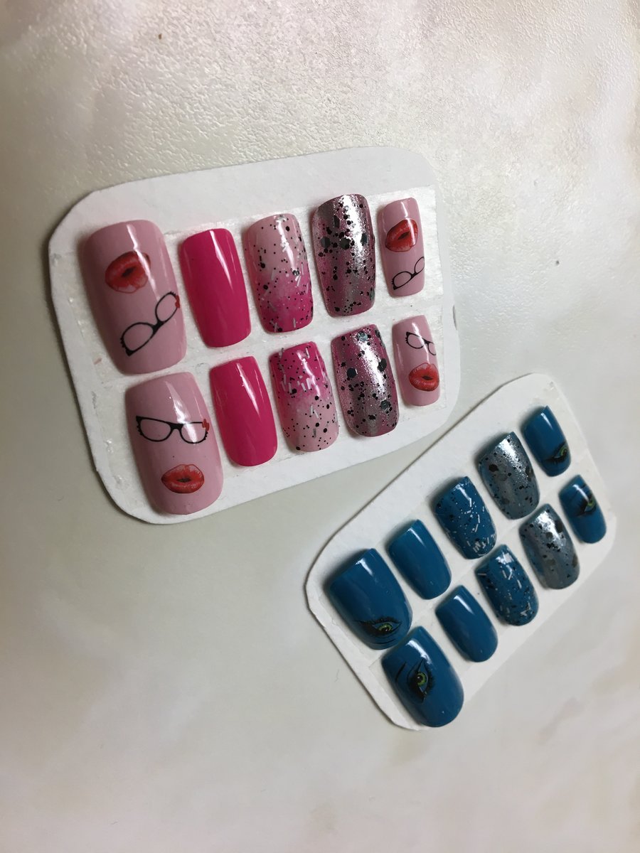 Pink & Blue Fake Nails