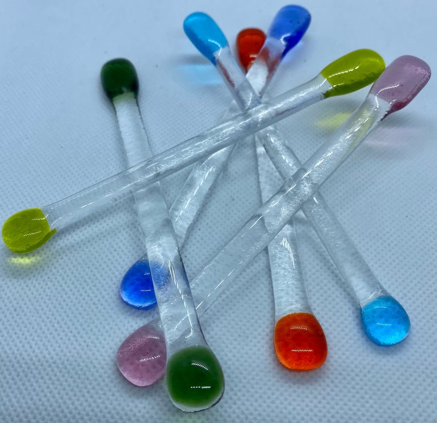 Fused glass cocktail stirrer