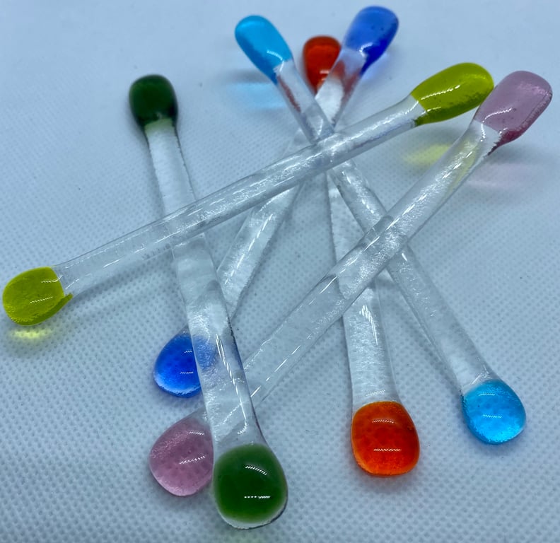 Fused glass cocktail stirrer