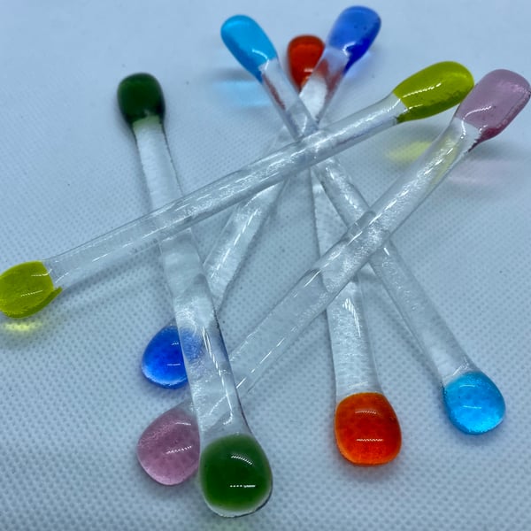 Fused glass cocktail stirrer