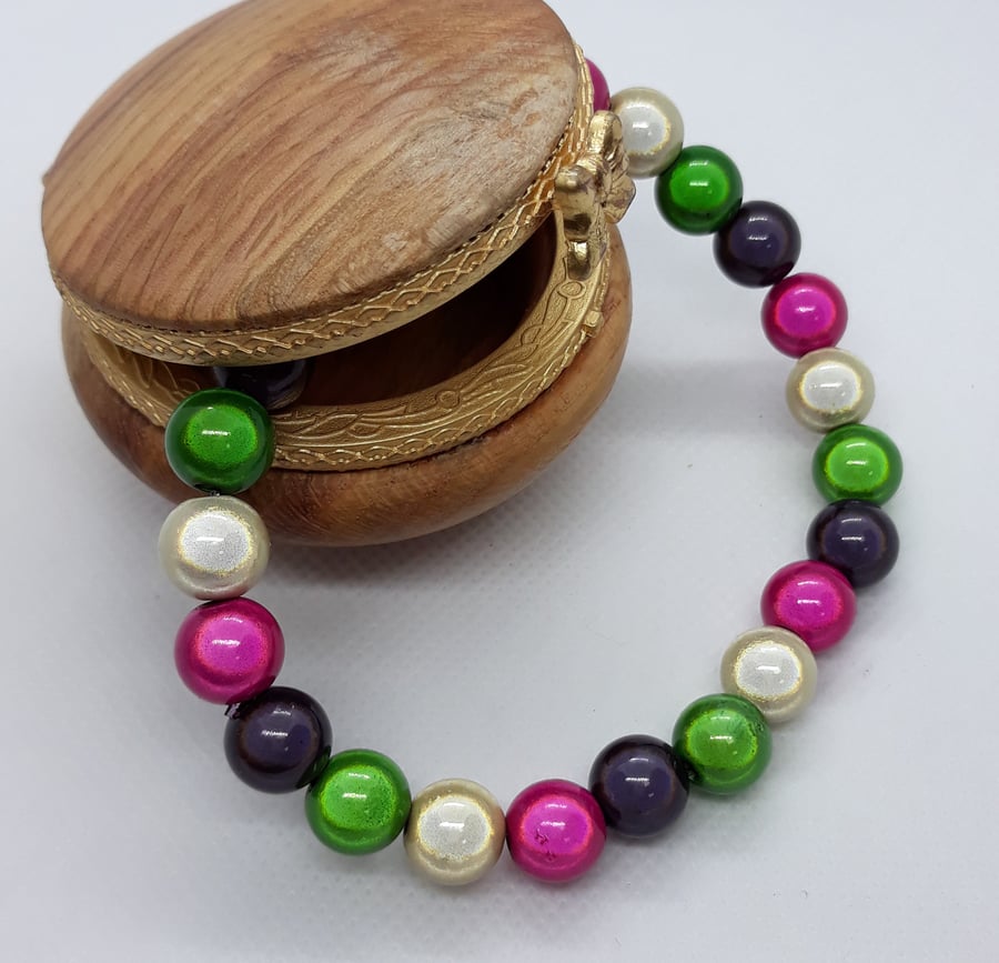 BR336 8" elasticated miracle bead bracelet