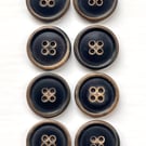 Pack of 30 Wood Effect Round Buttons, 19mm Wide, Dark Brown Finish, Dish