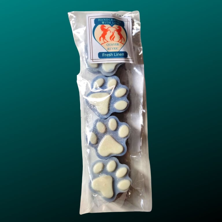 Scented Soy Wax Melt Paws Two Tone 4 Pack Fresh Linen Fragrance Gift