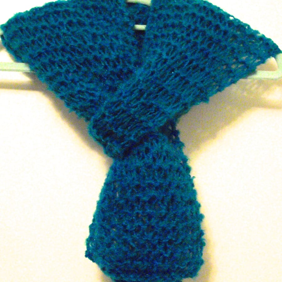 Turquoise Hand Knitted Scarf - UK Free Post