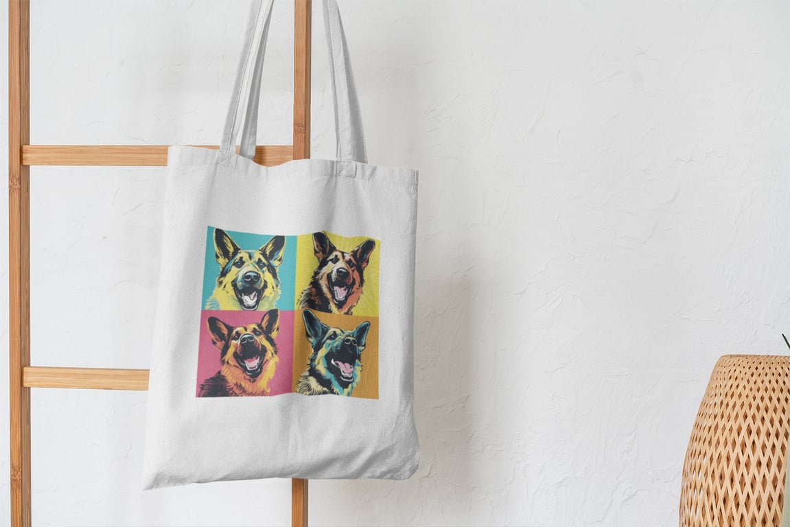 German Shepherd Pop Art printed tote bag, shopping bag, dog gifts