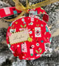 Personalised Present Print Bauble - Handmade Red Keepsake Hoop - Image 2