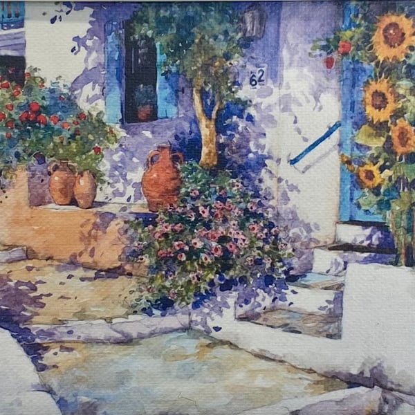 Alonissos Sunflowers . Framed Special Edition Canvas Print 