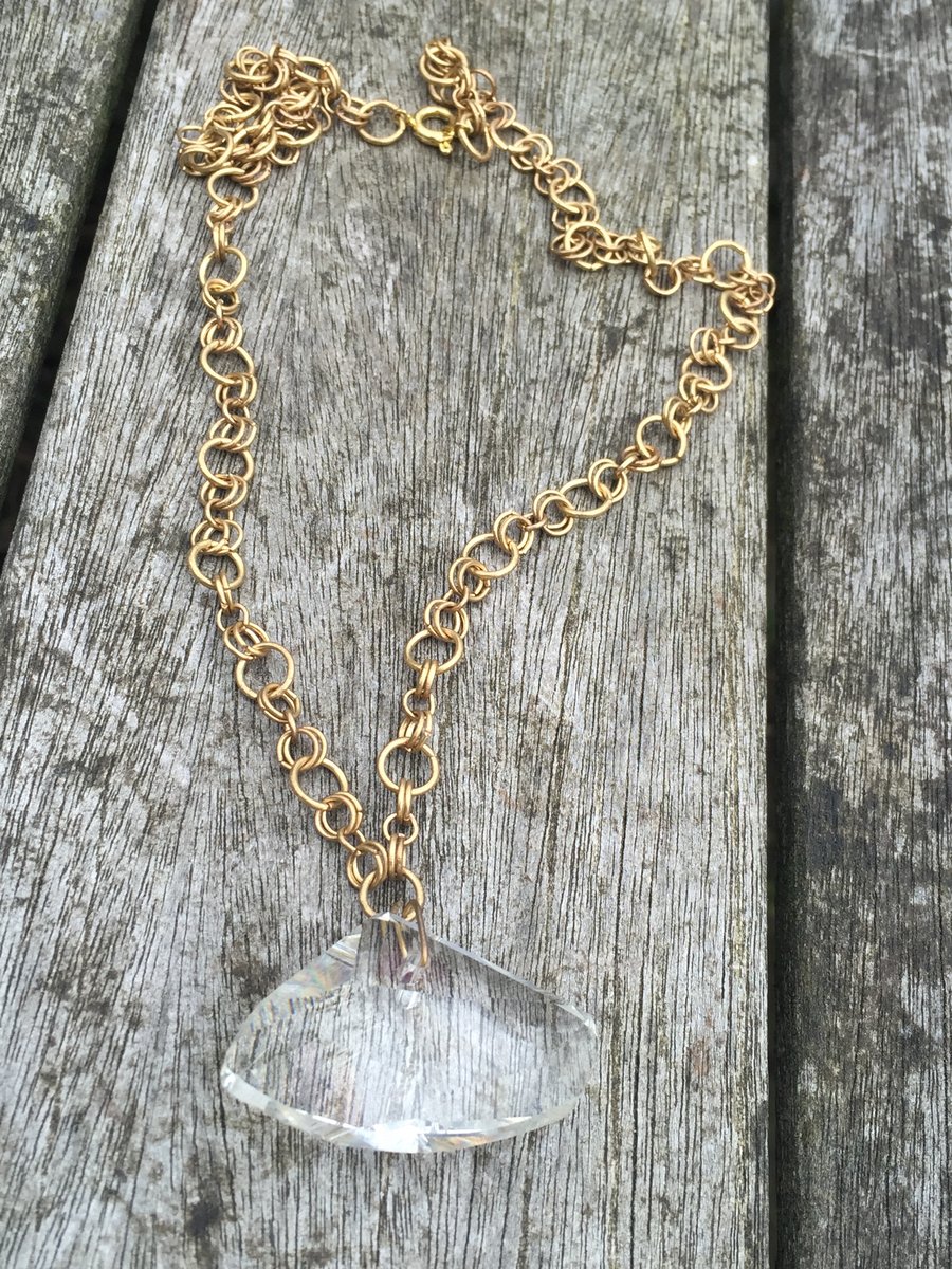 Swarovski crystal and gold chainmaille