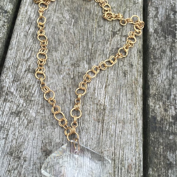 Swarovski crystal and gold chainmaille